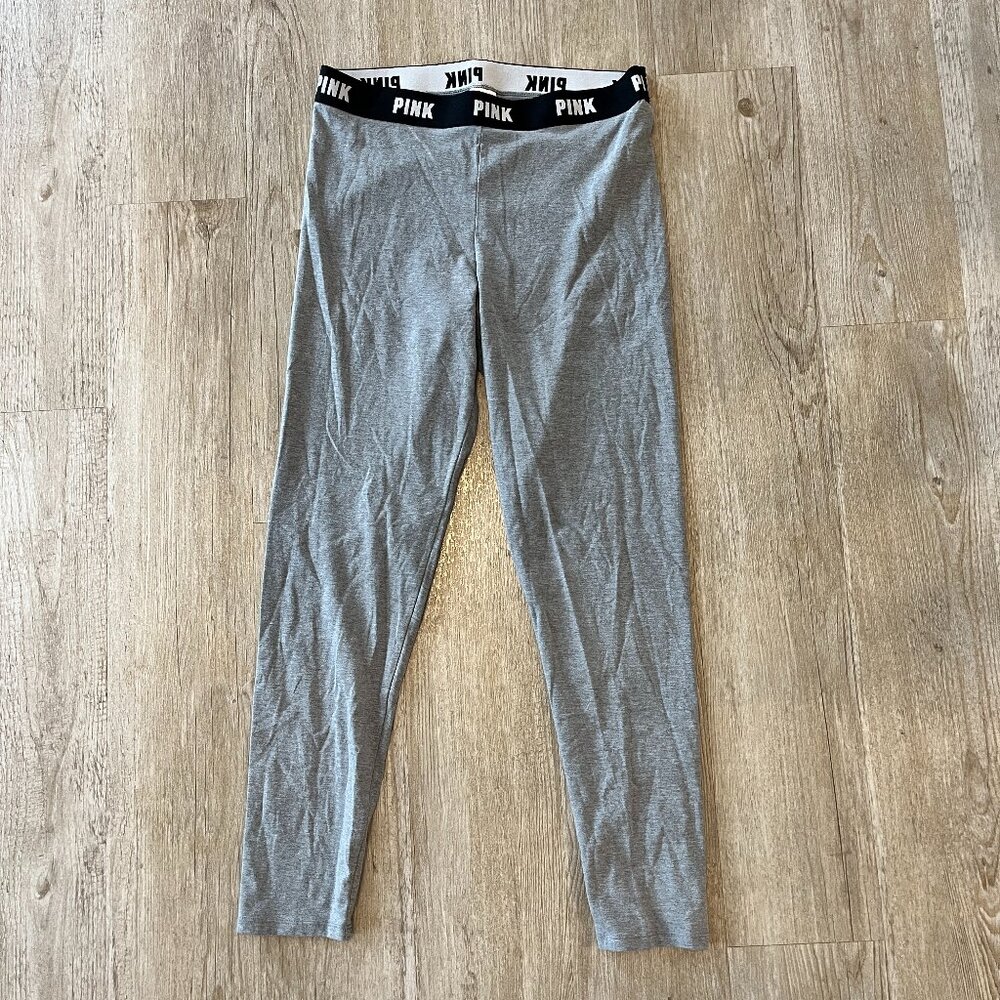 PINK Victoria's Secret Gray Logo Waistband Leggings